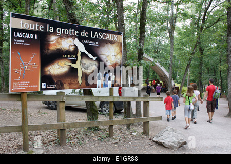 Eingang der Höhle von Lascaux, Aquitaine, Dordogne, Frankreich. Stockfoto