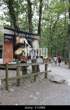 Eingang der Höhle von Lascaux, Aquitaine, Dordogne, Frankreich. Stockfoto