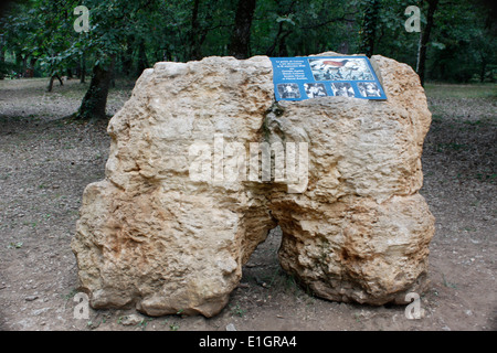 Eingang der Höhle von Lascaux, Aquitaine, Dordogne, Frankreich. Stockfoto