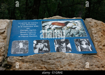 Eingang der Höhle von Lascaux, Aquitaine, Dordogne, Frankreich. Stockfoto