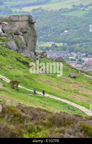 Kuh und Kalb Felswand auf Ilkley Moor West Yorkshire England UK Stockfoto