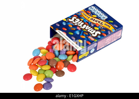 Schachtel mit Smarties Süßigkeiten Stockfoto