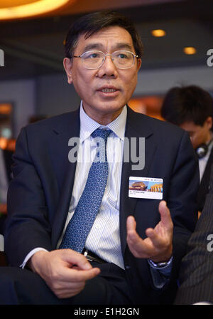 Berlin, Deutschland. 4. Juni 2014. Vorstandsvorsitzender der Industrial and Commercial Bank of China (ICBC) Jiang Jianquing ist ein Diskussions-Forum der Deutschen Bank auf die deutsch-chinesischen Wirtschaftsbeziehungen in Berlin, Deutschland, 4. Juni 2014 abgebildet. Foto: RAINER JENSEN/Dpa/Alamy Live-Nachrichten Stockfoto