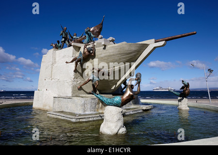 Goleta Ancud Schoner Denkmal Brunnen Punta Arenas Chile Stockfoto