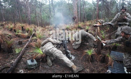 US-Marines mit Golf Company, Battalion Landing Team, 2. Bataillon, 1. Marineregiment, 31. Marine Expeditionary Unit laun Stockfoto