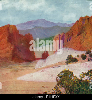 Pikes Peak und Tor zum Garden of the Gods, Colorado, ca. 1905 Stockfoto