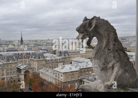 Wasserspeier an der Kathedrale Notre-Dame, Paris, Frankreich Stockfoto