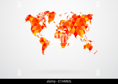 Rot Mosaik Fliesen World Karte Vektor Illustration abstrakt Stockfoto
