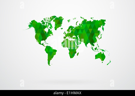 Grüne Mosaikfliesen World Karte Vektor Illustration abstrakt Stockfoto