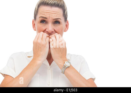 Ängstlich Geschäftsmann Beißen Nägel Stockfoto