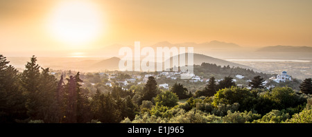 Sonnenuntergang über Kos, Greece, Blick über die Ägäis, Türkei Stockfoto