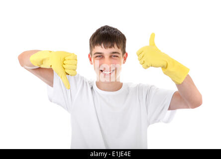 Teenager in Gummihandschuhe Stockfoto