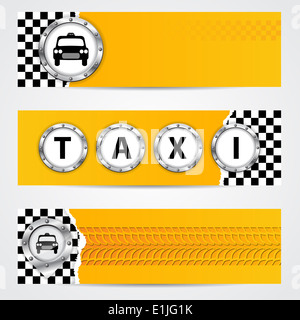 Coole Taxi Unternehmen Banner-set 4 mit metallischen Elementen Stockfoto