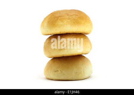 Pyramide von kleinen Brote auf den weißen Hintergrund-Nahaufnahme Stockfoto