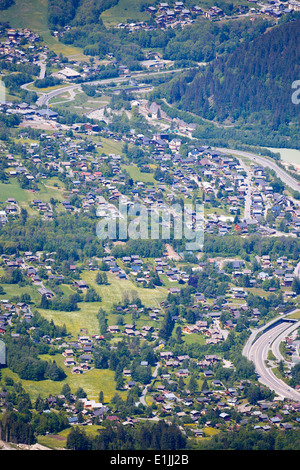 Luftbild auf Chamonix, Frankreich Stockfoto