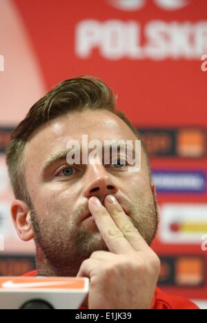 Danzig, Polen 5. Juni 2014 polnischen National Football Team Pressekonferenz vor der Litauen Freundschaftsspiel im PGE Arena Stadion. Southampton FC Torhüter Artur Boruc zu den Medien während der Konferenz Credit spricht: Michal Fludra/Alamy Live News Stockfoto