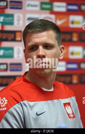 Danzig, Polen 5. Juni 2014 polnischen National Football Team Pressekonferenz vor der Litauen Freundschaftsspiel im PGE Arena Stadion. Torwart des FC Arsenal London Wojciech Szczesny zu den Medien während der Konferenz Credit spricht: Michal Fludra/Alamy Live News Stockfoto