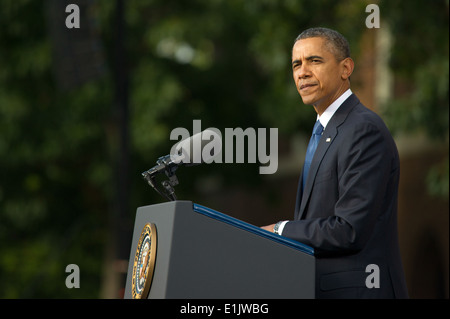 Präsident Barack Obama liefert Bemerkungen während einer Trauerfeier 22. September 2013, an Marine Barracks Washington in Washington, Stockfoto