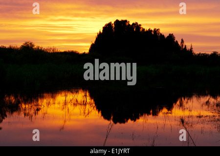 See (Resaca) Sonnenuntergang am Camp Lula Sams - Brownsville, Texas USA Stockfoto