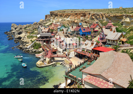 Popeye (Sweethaven) Dorf, Anchor Bay, Mellieha, nördlichen Viertel, Malta Majjistral Region, Republik Malta Stockfoto
