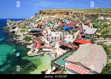 Popeye (Sweethaven) Dorf, Anchor Bay, Mellieha, nördlichen Viertel, Malta Majjistral Region, Republik Malta Stockfoto