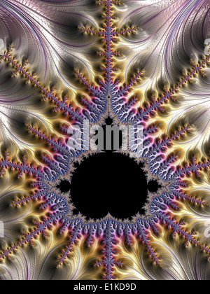 Mandelbrot Fraktale Computergrafiken zeigen ein Fraktalbild, abgeleitet aus der Mandelbrot Set fraktale Geometrie dient zur Ableitung Stockfoto