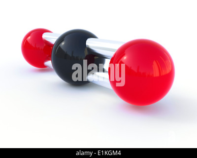 Kohlendioxid-Molekül Computer Grafik zeigt die Struktur eines Moleküls von Kohlendioxid Atome werden als Kugeln dargestellt Stockfoto