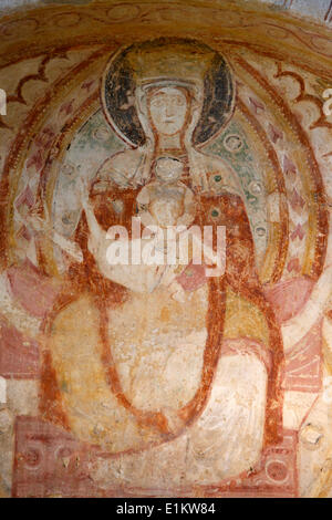 Saint-Savin Sur Gartempes Abtei Kirche westlichen Veranda Malerei: Madonna mit Kind Stockfoto