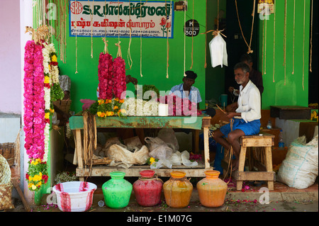 Indien, Tamil Nadu, Madurai, Blumenmarkt Stockfoto