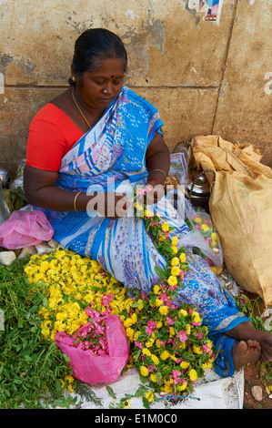 Indien, Tamil Nadu, Madurai, Blumenmarkt Stockfoto