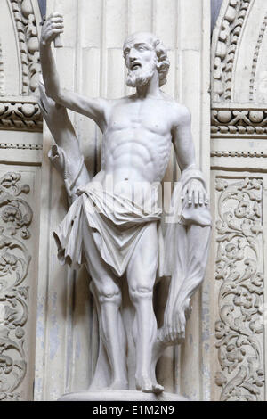 Chiesa di San Matteo, Lecce, Apulien Statue des Heiligen Bartholomäus Stockfoto