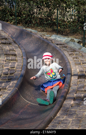 Stein schieben, Billy Johnson Spielplatz, Central Park, New York Stockfoto