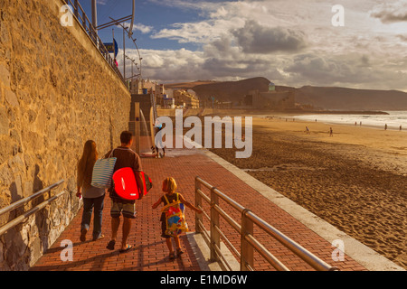 Sonnenuntergang-Serie von Las Canteras Strand in Las Palmas, Gran Canaria Stockfoto