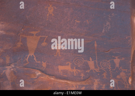 USA, Utah, in der Nähe von Moab, Potash Road, Anasazi Petroglyphen, aus 500 n. Chr. Stockfoto