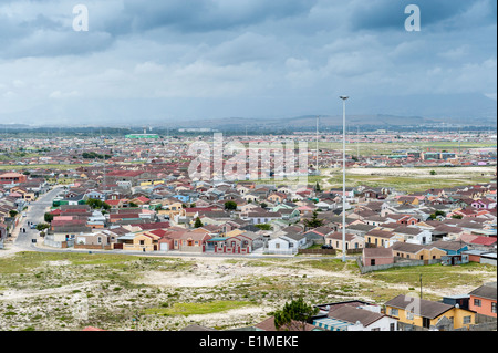 Panoramablick über Khayelitsha Township in Kapstadt, Südafrika Stockfoto