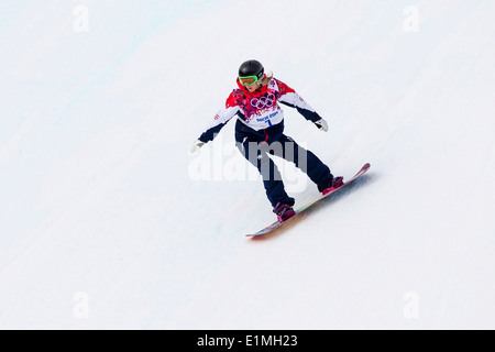 Jenny Jones (GRB) Bronze-Medaillengewinner im Wettbewerb mit Damen Snowboard Slopestyle auf die Olympischen Winterspiele Sotschi 2014 Stockfoto