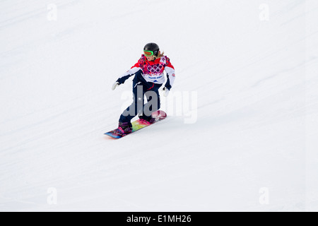 Jenny Jones (GRB) Bronze-Medaillengewinner im Wettbewerb mit Damen Snowboard Slopestyle auf die Olympischen Winterspiele Sotschi 2014 Stockfoto