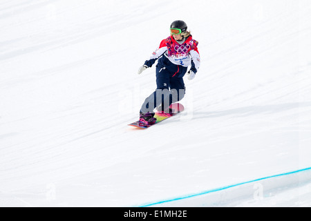 Jenny Jones (GRB) Bronze-Medaillengewinner im Wettbewerb mit Damen Snowboard Slopestyle auf die Olympischen Winterspiele Sotschi 2014 Stockfoto