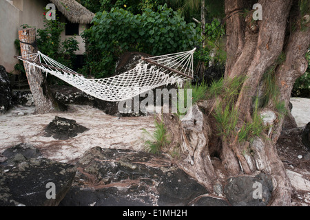 Aitutaki. Cook Island. Polynesien. Süd-Pazifik.  Hängematte am Strand von der luxuriösen Hotel Pacific Resort Aitutaki. Stockfoto