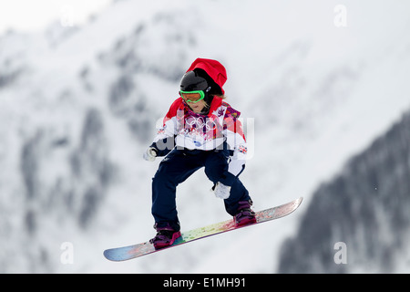 Jenny Jones (GRB) Bronze-Medaillengewinner im Wettbewerb mit Damen Snowboard Slopestyle auf die Olympischen Winterspiele Sotschi 2014 Stockfoto