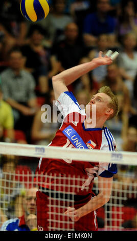 Ceske Budejovice, Tschechische Republik. 6. Juni 2014. Tschechische Republik Michal Krisko im Bild während des Spiels der Gruppe E der Volleyball World League Tschechien Vs Korea in Ceske Budejovice, Tschechische Republik, 6. Juni 2014. © Vaclav Pancer/CTK Foto/Alamy Live-Nachrichten Stockfoto