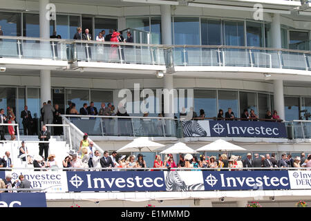 Epsom, UK. 6. Juni 2014. Epsom Massen und Tribüne während der Ladies Day von Epsom Derby Festival 2014. Bildnachweis: Aktion Plus Sport/Alamy Live-Nachrichten Stockfoto