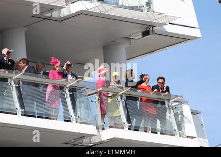 Epsom, UK. 6. Juni 2014. Epsom Massen und Tribüne während der Ladies Day von Epsom Derby Festival 2014. Bildnachweis: Aktion Plus Sport/Alamy Live-Nachrichten Stockfoto