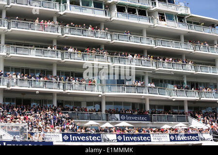 Epsom, UK. 6. Juni 2014. Epsom Massen und Tribüne während der Ladies Day von Epsom Derby Festival 2014. Bildnachweis: Aktion Plus Sport/Alamy Live-Nachrichten Stockfoto