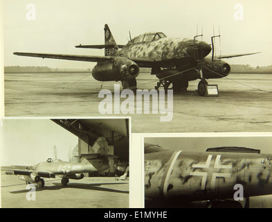 Die ME-262B-1a U1 Swallow war eine Variante der ME-262, ausgestattet mit FuG 218 Nasenradar für verbesserte Zielgenauigkeit während des Zweiten Weltkriegs. Dieses Flugzeug, das von der Luftwaffe eingesetzt wurde, war Teil der fortschrittlichen Jet-Technologie, die den Luftkampf während des Krieges revolutionierte. Stockfoto