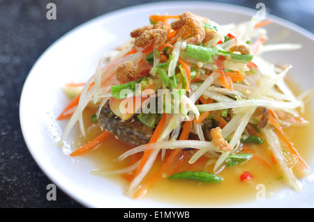 Papaya Salat mit Pferd, Krabbe Stockfoto