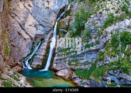 Slowenien, Region Gorenjska, Nationalpark Triglav, Bohinj, Wasserfall Savica Stockfoto