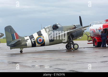 Eine Grumman Hellcat Royal Navy Fleet Air Arm Farben auf der Duxford Air Show Stockfoto