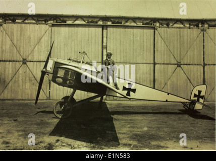 Die Pfalz E.. V war ein deutsches Kampfflugzeug, das während des Ersten Weltkriegs eingesetzt wurde. Es war bekannt für seine Manövrierfähigkeit und Geschwindigkeit, hatte aber Probleme mit der strukturellen Integrität, was seine betriebliche Effektivität einschränkte. Stockfoto
