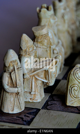 Bilder von Lewis Schachfiguren. Die ursprüngliche Schachfiguren fanden sich in der Nähe von Uig auf der Isle of Lewis etwa 1831. Stockfoto